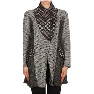 Joseph Ribkoff 2-Tone A-Line Cardigan in Black & Grey - Sz 4